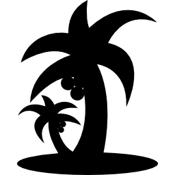 Tropical beach palms trees silhouette icon