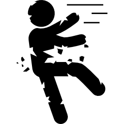 Zombie cracking falling silhouette icon