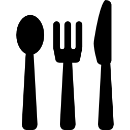 Dining room cutlery set of three pieces in silhouettes icon