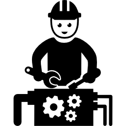 Worker with tools icon