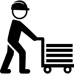 Worker pushing a cart icon