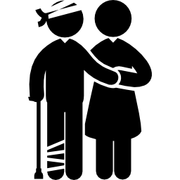 Injured person with assistant icon