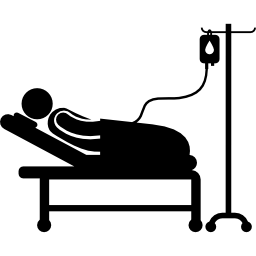 persona sdraiata sul letto sanitario icona