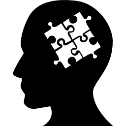 seo specialist kaal hoofd mannelijk symbool met puzzelstukjes erin icoon