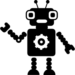 Robot with a gear icon
