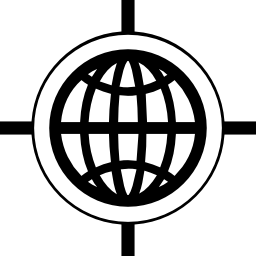 symbol kierowania geo z siatką światową ikona