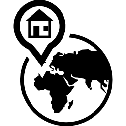 earth globe met een huis in een placeholder op afrika icoon