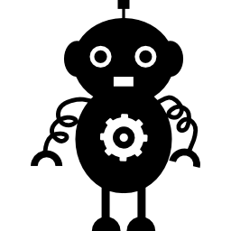 Rounded robot design with spirals arms icon