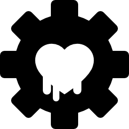 Gear with heart symbol of security system configuration icon