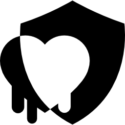 Security symbol of a shield with a melted heart icon