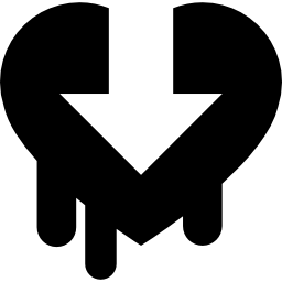 아래쪽 화살표가있는 녹은 심장의 보안 기호 다운로드 icon
