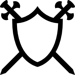 Shield with two swords in cross icon