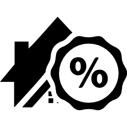 Percentage symbol on a house for real estate business icon