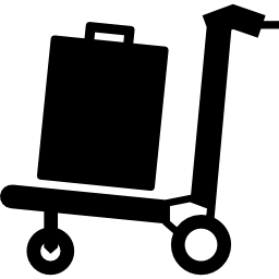 Baggage transportation over wheels cart icon