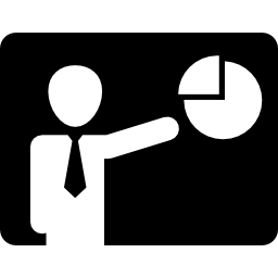 Person presenting business pie graphic icon