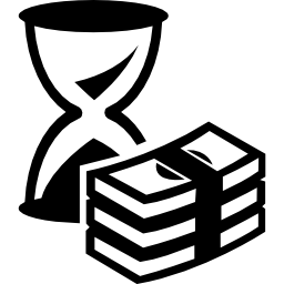 Money stack and sand clock icon