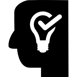 Verified idea lightbulb in man head icon