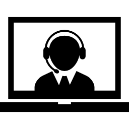 Operator of callcenter on laptop screen icon