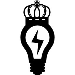 Lightbulb with flash bolt and a crown icon
