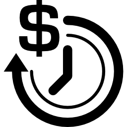 orologio con simbolo del dollaro icona