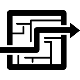 Labyrinth with an arrow pointing the way out icon