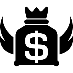 Money sack with wings icon