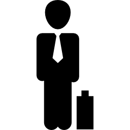 hombre de negocios, con, maleta icono