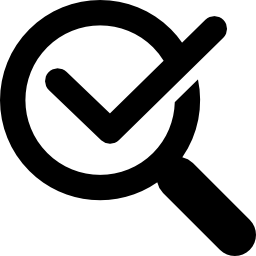 Magnifying glass with check mark icon