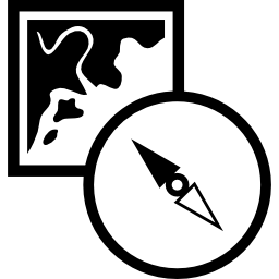 herramientas de orientación de mapas y brújulas icono