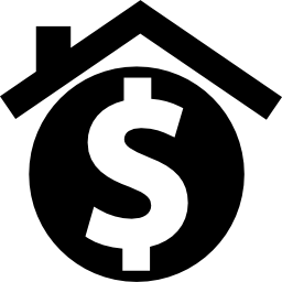 casa con il simbolo del dollaro per il settore immobiliare icona