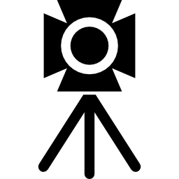 Camera frontal view on a tripod icon