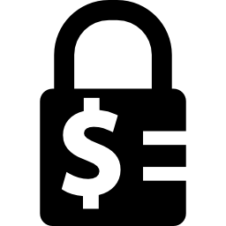 dollarteken op vergrendeld hangslotbeveiligingssymbool icoon