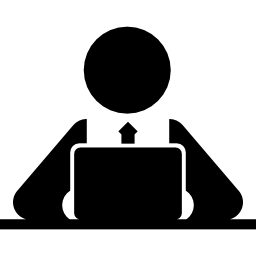 Computer worker on frontal view icon