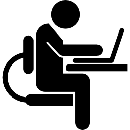 Computer worker on side view icon