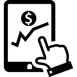 Financial graphic of stocks on tablet screen icon