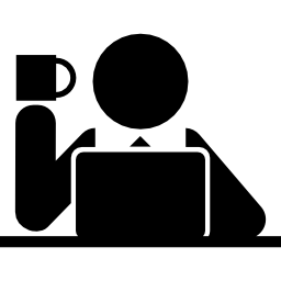 person, die am computer von der frontalansicht arbeitet icon