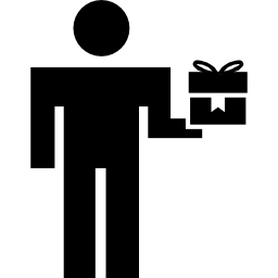 Person giving a giftbox icon