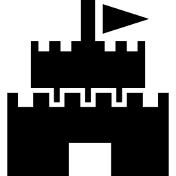 castillo con una bandera en la parte superior. icono