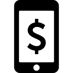 Dollar sign on tablet or phone screen icon