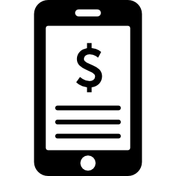 signe du dollar sur l'écran du téléphone Icône