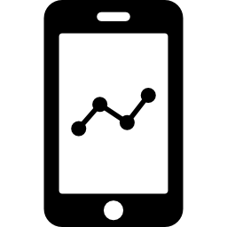 Mobile analytics graphic on phone screen icon