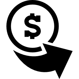 dolarowa moneta z prawą strzałką ikona