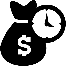 dollar geldsack mit einer uhr icon