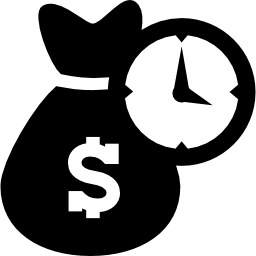bolsa de dinheiro em dólares com relógio Ícone