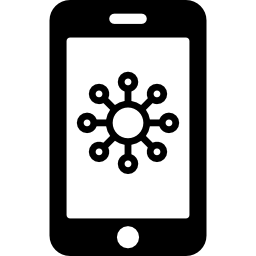 Mobile analytics graphic on phone screen icon