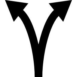 bifurcación de flecha hacia arriba en dos icono