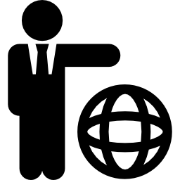 Man with planet grid symbol icon