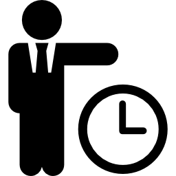 Worker and a clock icon