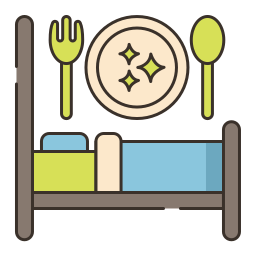 Кровать и завтрак иконка
