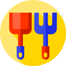 Shovel and rake icon